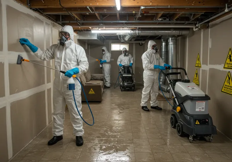 Basement Moisture Removal and Structural Drying process in Grandview Plaza, KS